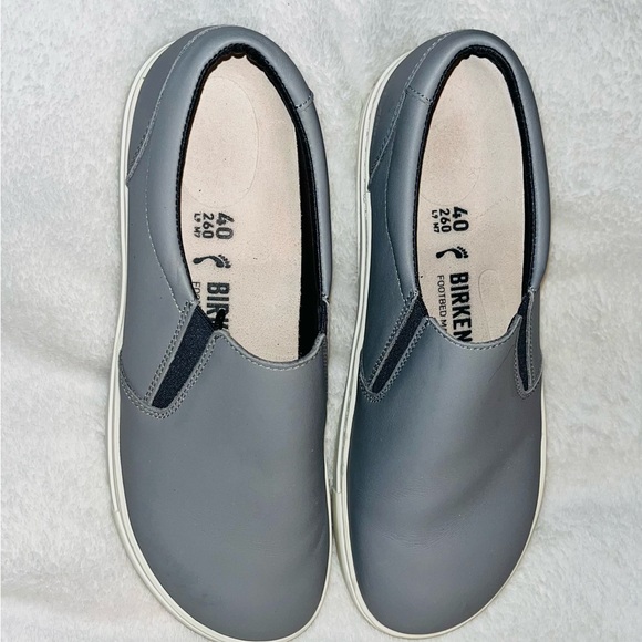 Birkenstock Oswego Grey Slip-On Leather Shoes sz 9.5 - Picture 5 of 11